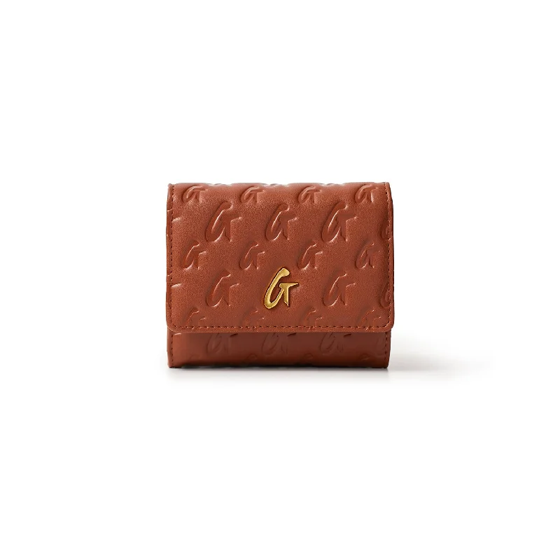 MONOGRAM GOLD COMPACT WOC - BROWN