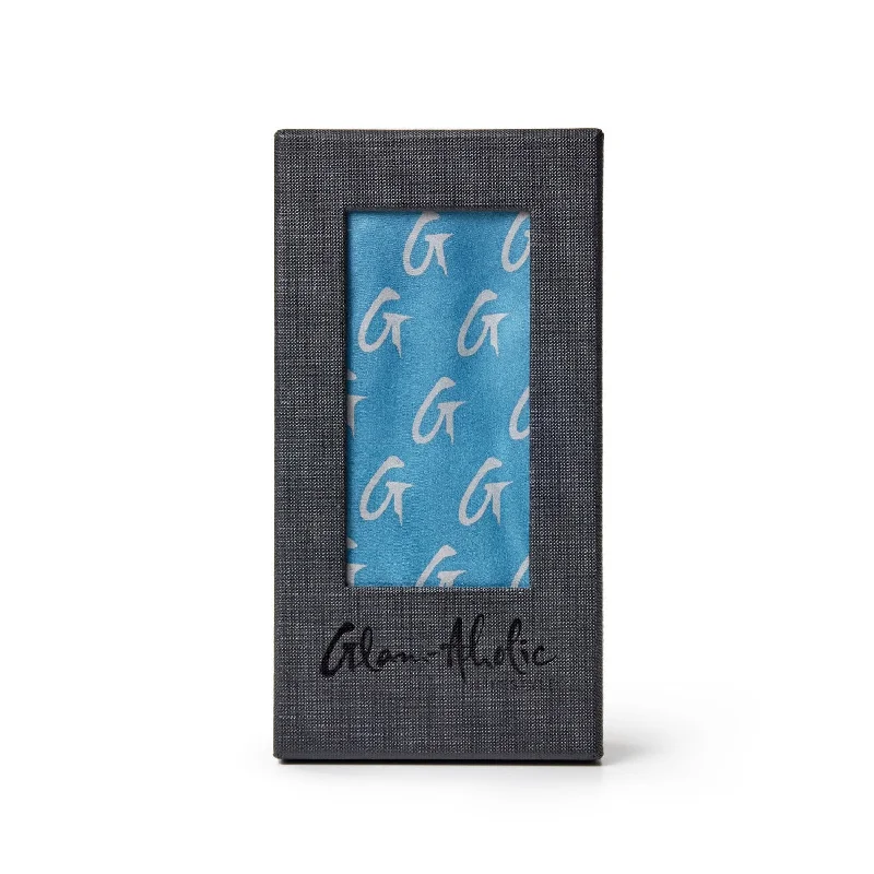 MEDIUM MONOGRAM SILK SCARF - BLUE SILVER