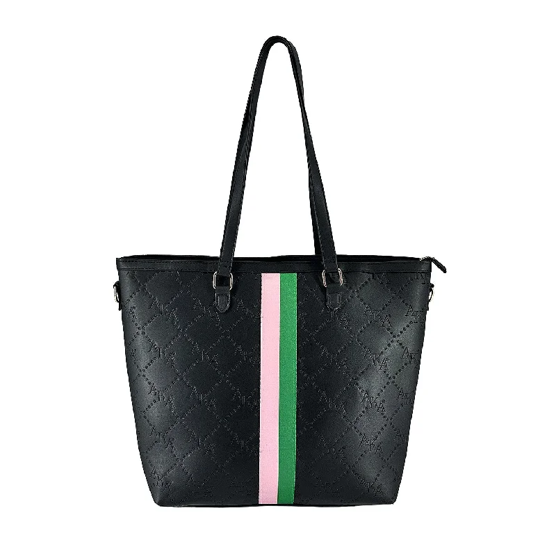 Black Embossed Grosgrain Tote