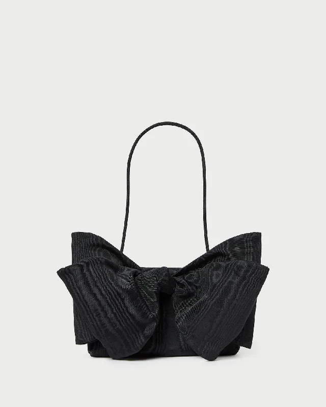 Valerie Black Moiré Bow Clutch