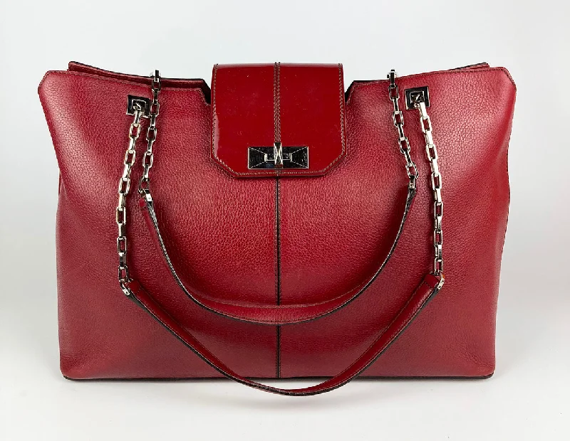 Cartier Red Leather Chain Tote