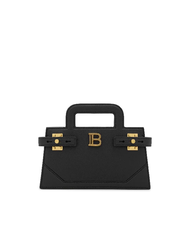 Small B-Buzz Grained Leather Top Handle Bag