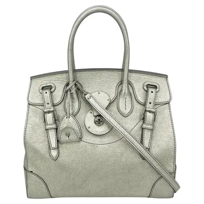 Ralph Lauren Silver Leather Rickey Bag