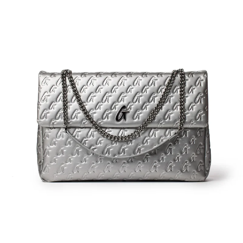 XL MONOGRAM FLAP BAG - PLATINUM