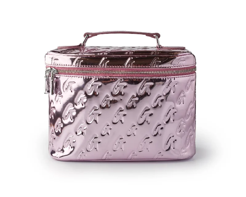 LARGE METALLIC MONOGRAM TOILETRY BAG - METALLIC PINK