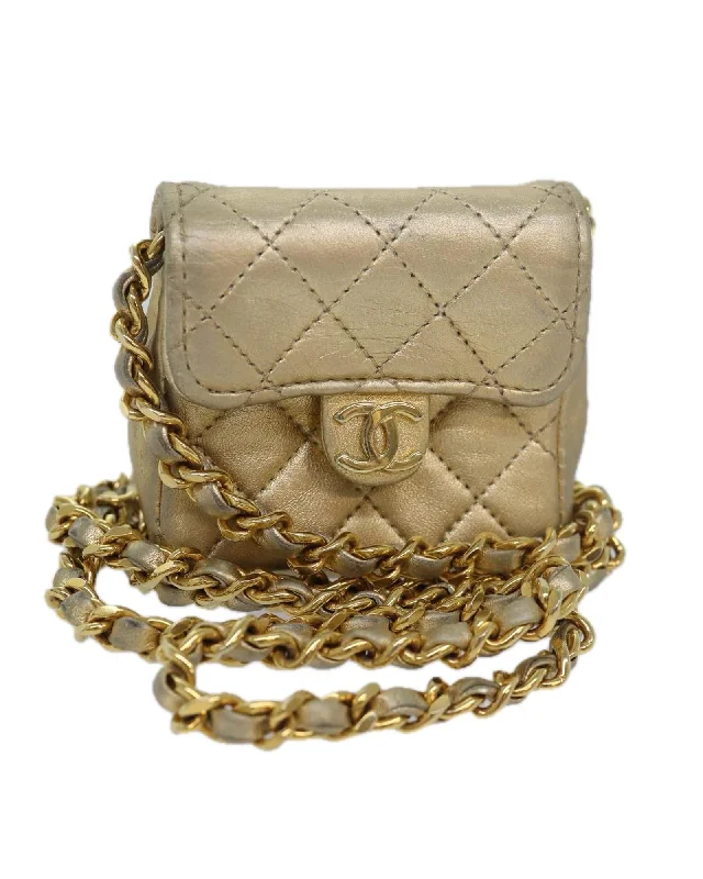 Mini Matelasse Chain Shoulder Bag in Lamb Skin with Gold Tone CC