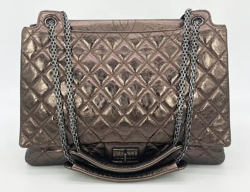 Chanel Metallic Bronze Quilted Leather Classic Flap Shopping Tote