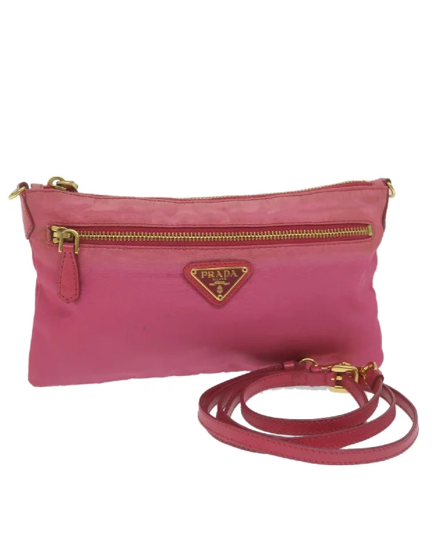 Nylon Pink Shoulder Bag with Adjustable Strap