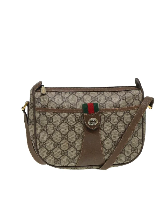 GG Supreme Web Sherry Line Shoulder Bag in PVC Leather and GG Canvas