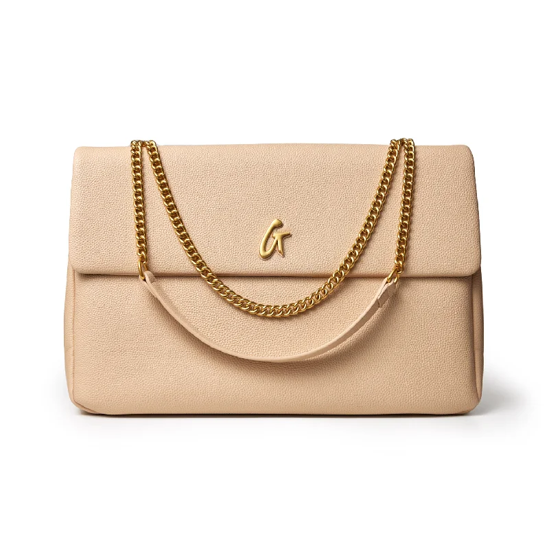 XL PEBBLE FLAP BAG - NUDE