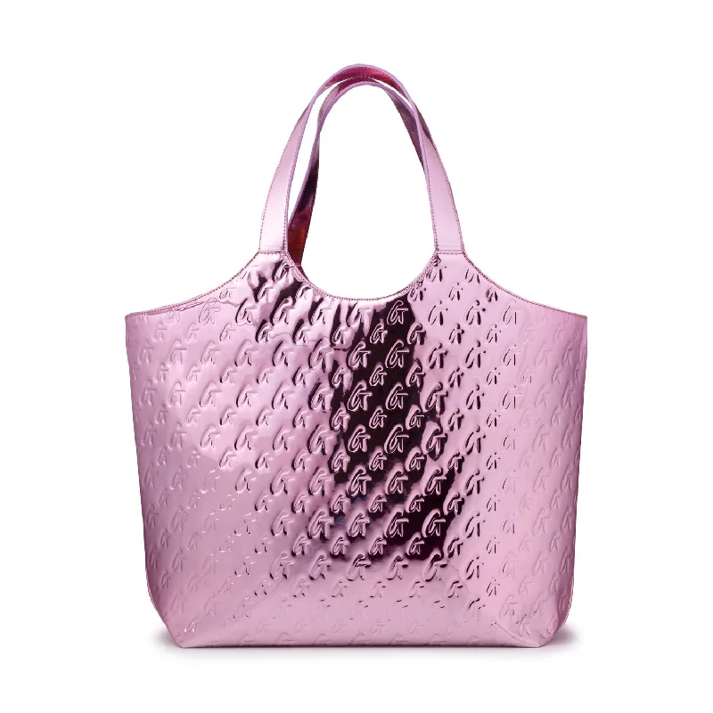 METALLIC MONOGRAM MAXI TOTE - METALLIC PINK