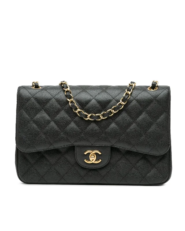 Jumbo Classic Quilted Double Flap Shoulder Bag with Chain Straps