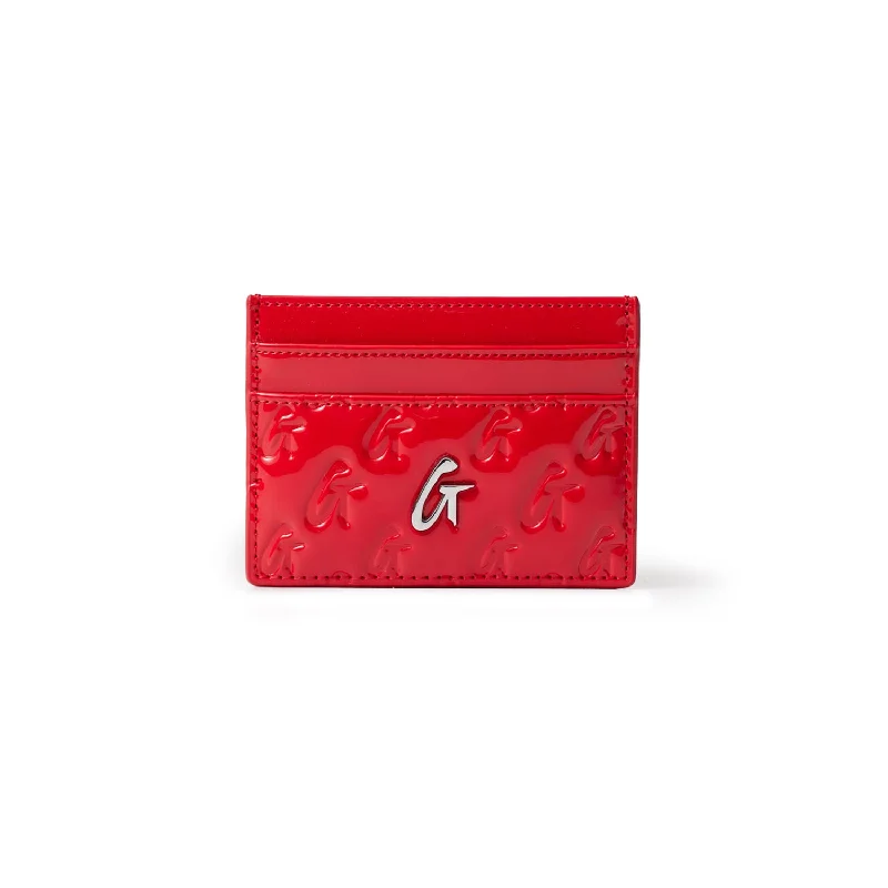 MONOGRAM SILVER CARD HOLDER - MIRROR RED