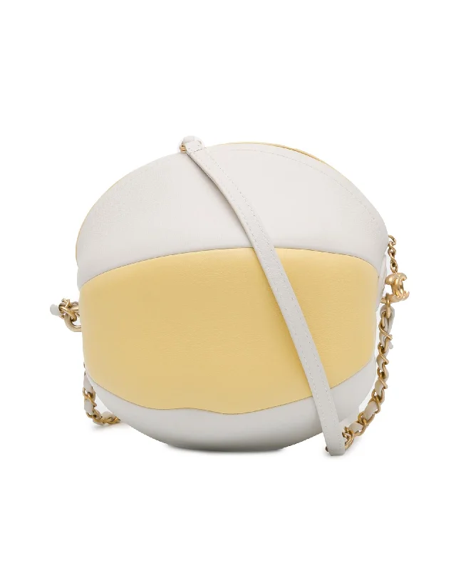 Calfskin Beach Ball Leather Shoulder Bag with Chain Strap