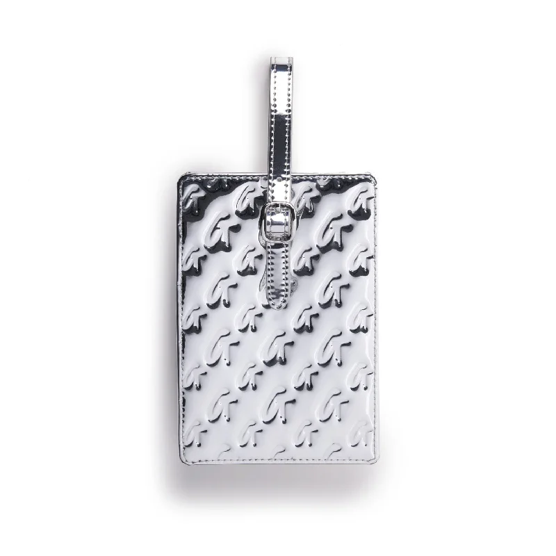 METALLIC MONOGRAM LUGGAGE TAG - METALLIC SILVER