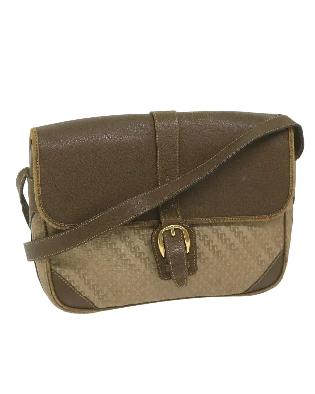 Brown Canvas Shoulder Bag with Adjustable Strap by Italian Designer