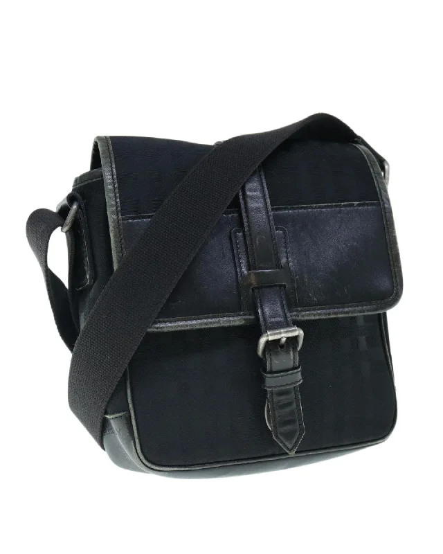 Canvas Leather Black Shoulder Bag