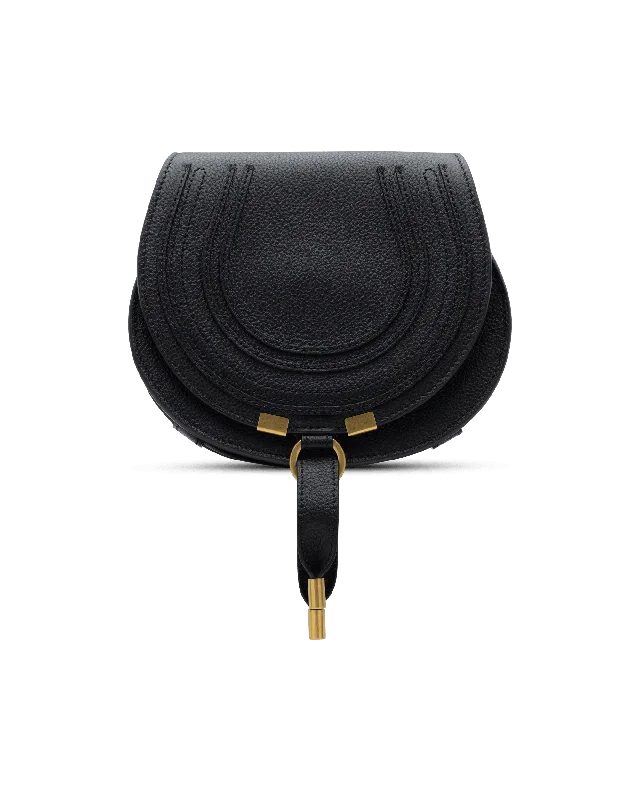 Small Marcie Grained Leather Saddle Bag