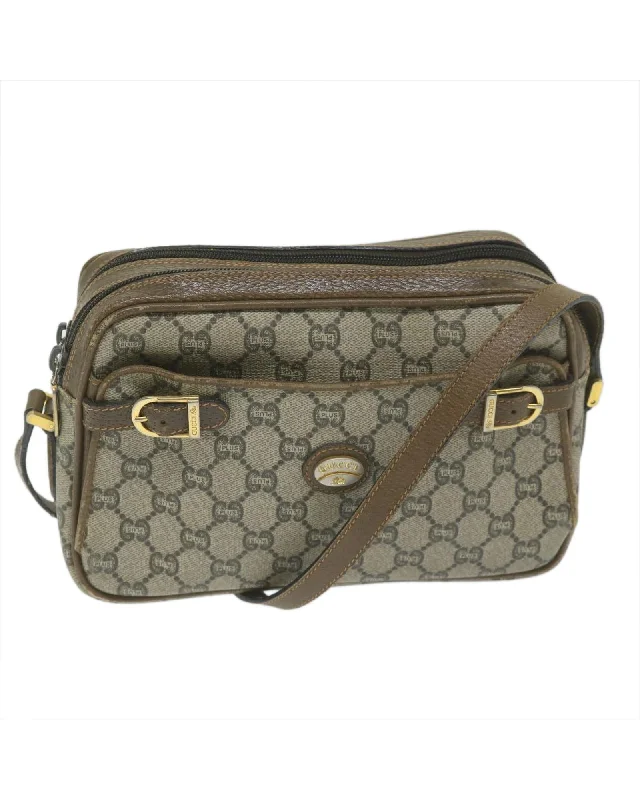 Beige GG Plus Supreme Shoulder Bag in PVC Leather and Canvas