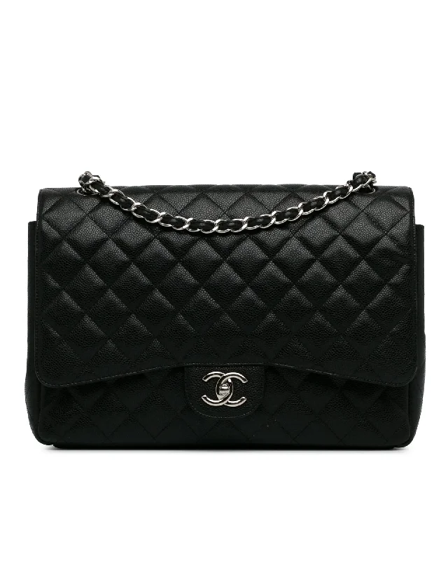 Maxi Quilted Leather Double Flap Bag with Chain Straps