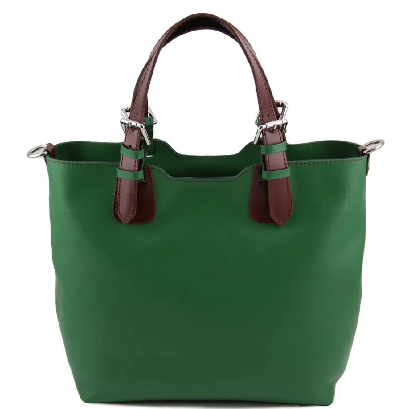 TL BAG Two Toned Leather Handbag