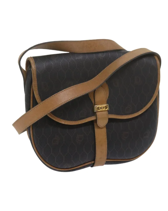 Black Honeycomb Canvas Shoulder Bag with Adjustable Strap