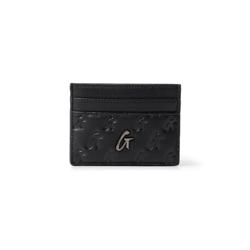 MONOGRAM GUNMETAL CARD HOLDER - BLACK