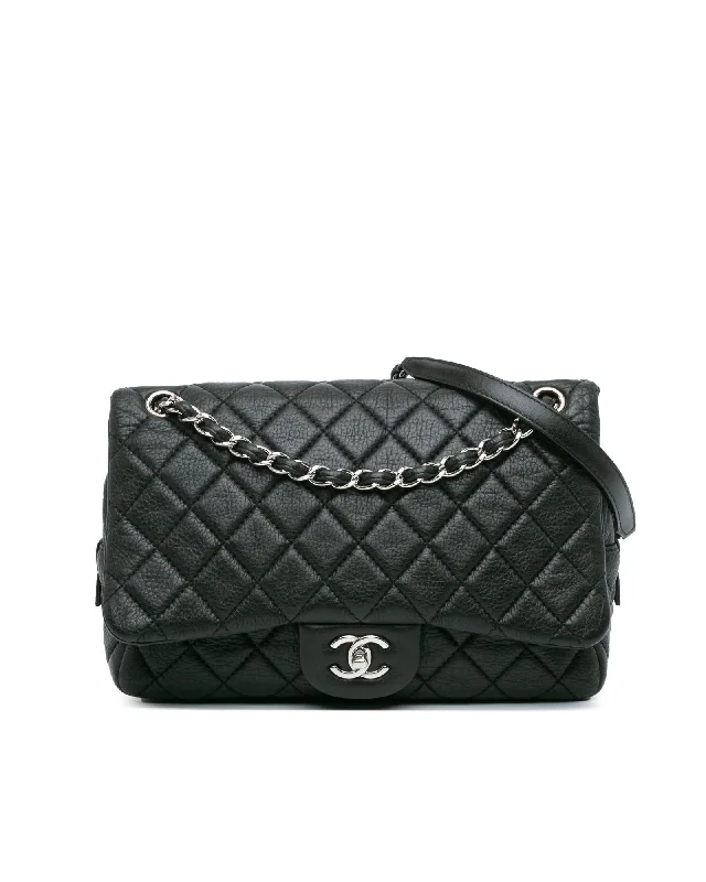 Jumbo Quilted Deerskin Shoulder Bag with Chain Strap