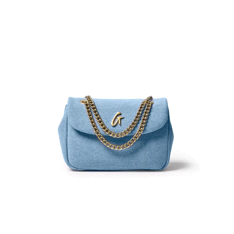 MINI DENIM GOLD FLAP BAG