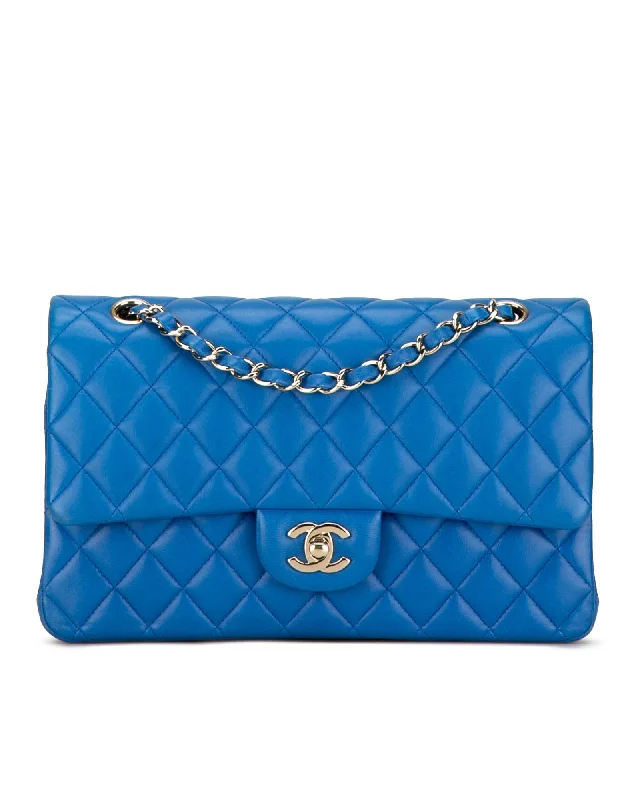 Quilted Lambskin Double Flap Shoulder Bag with Chain Straps