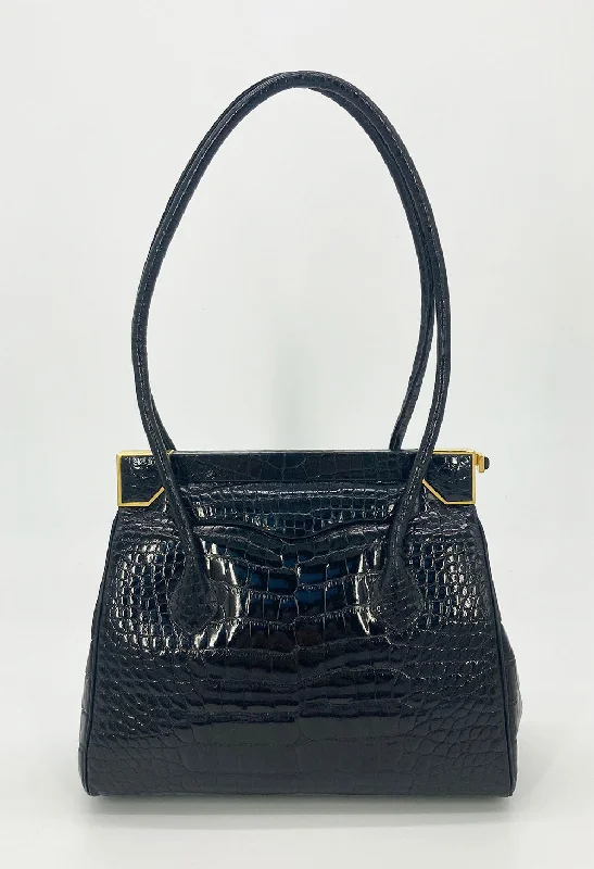 Vintage Judith Leiber Black Alligator Handbag