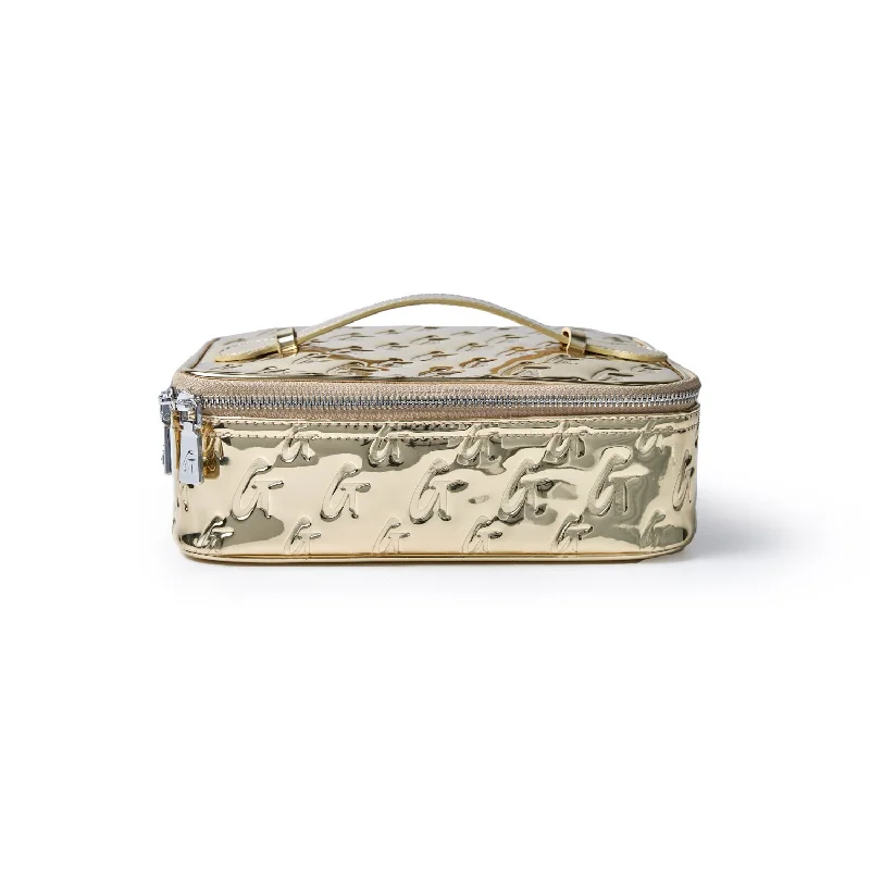 MEDIUM METALLIC MONOGRAM TOILETRY BAG - METALLIC GOLD