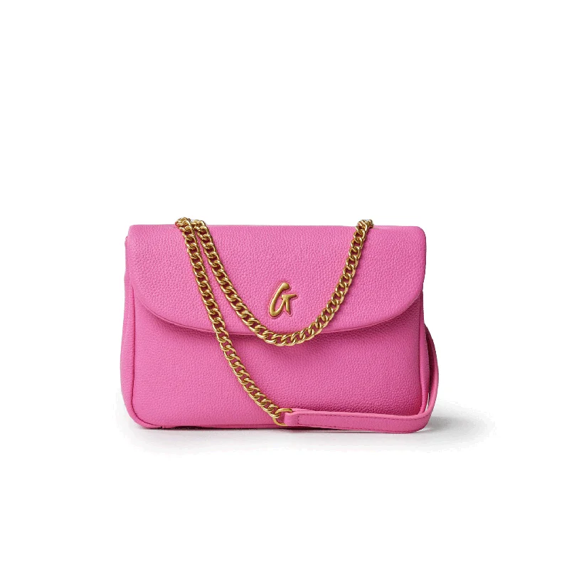 MEDIUM PEBBLE FLAP BAG - HOT PINK