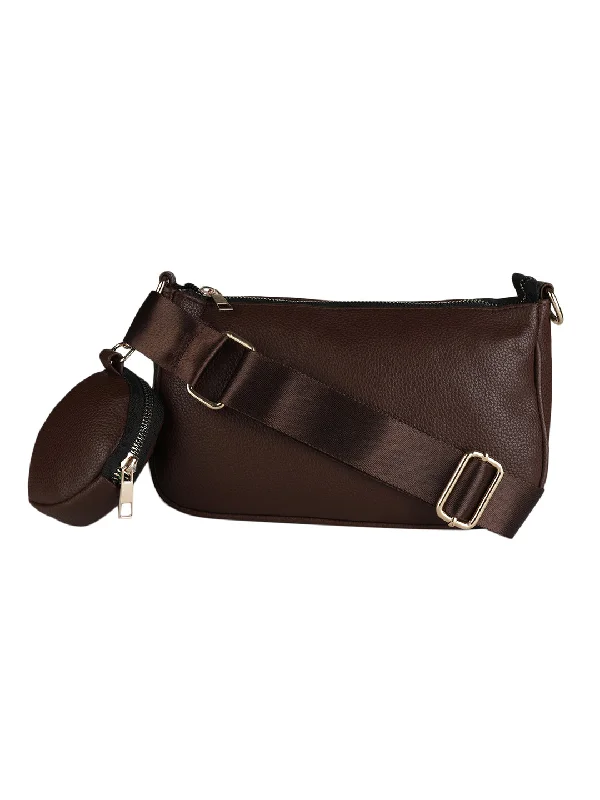 Casual Solid Sling Bag with Round Pouch