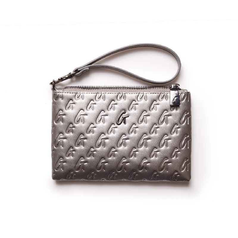 MINI MONOGRAM GUNMETAL WRISTLET - PLATINUM