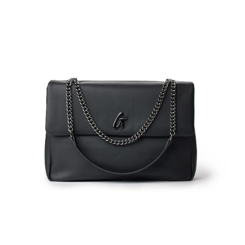 LARGE STANDARD FLAP BAG - BLACK