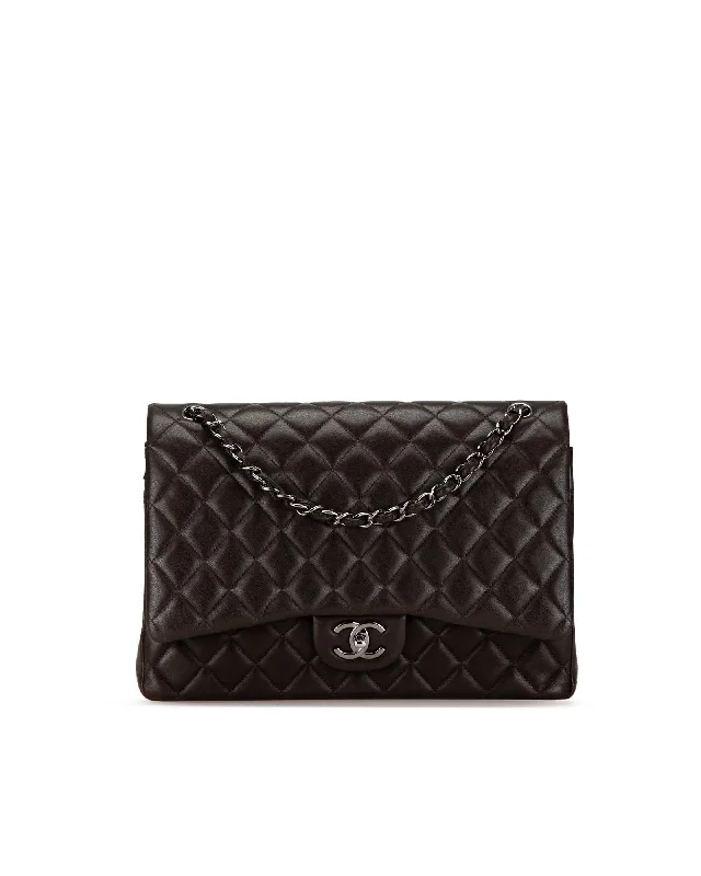 Maxi Classic Lambskin Double Flap Quilted Leather Shoulder Bag