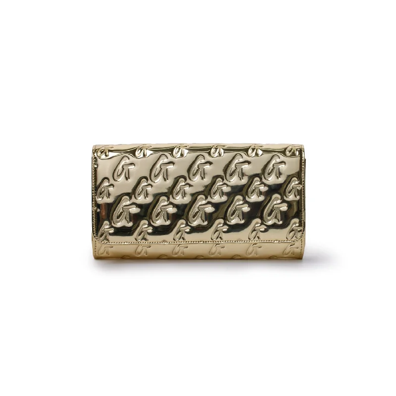 METALLIC MONOGRAM TRAVEL WALLET - METALLIC GOLD