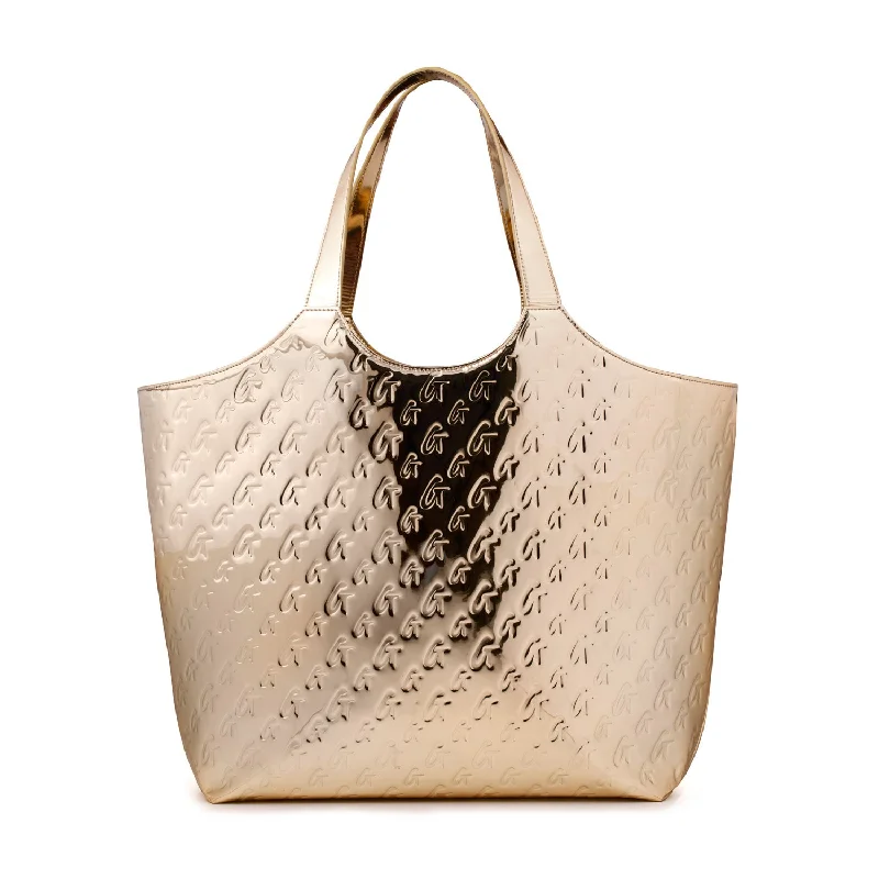 METALLIC MONOGRAM MAXI TOTE - METALLIC GOLD