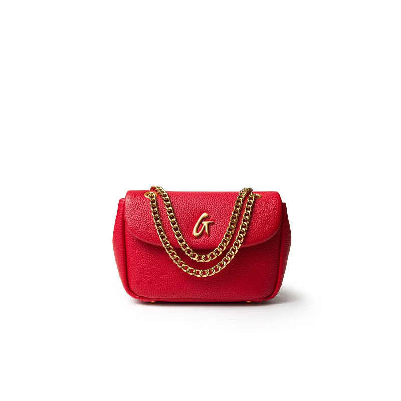 MINI PEBBLE FLAP BAG - RED