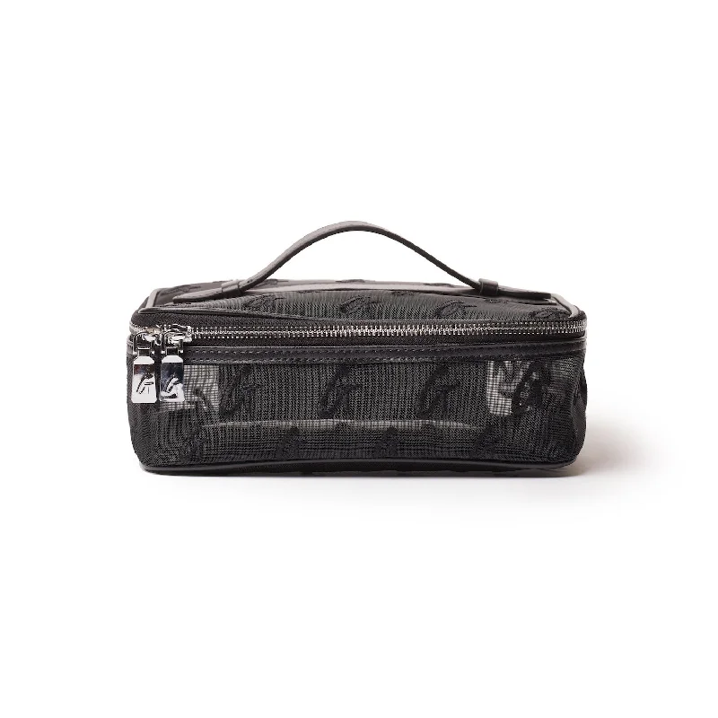 MEDIUM MESH MONOGRAM TOILETRY BAG - BLACK