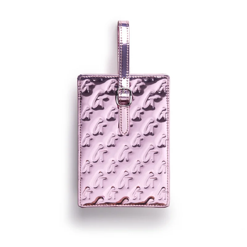 METALLIC MONOGRAM LUGGAGE TAG - METALLIC PINK