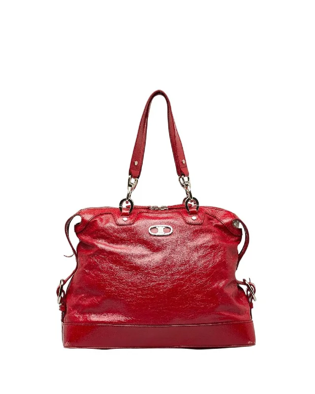 Red Leather Handbag in AB Condition