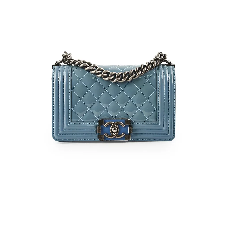 Chanel Small Boy Patent Blue