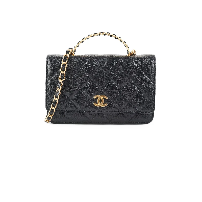 Chanel Wallet On Chain Top Handle Caviar Black