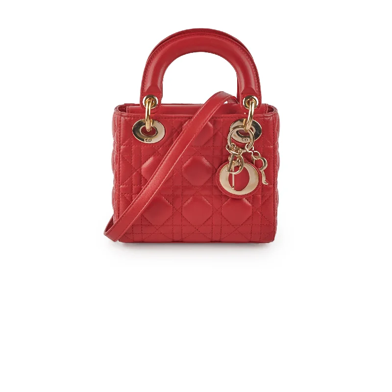 Christian Dior Lady Dior Mini Lambskin Red