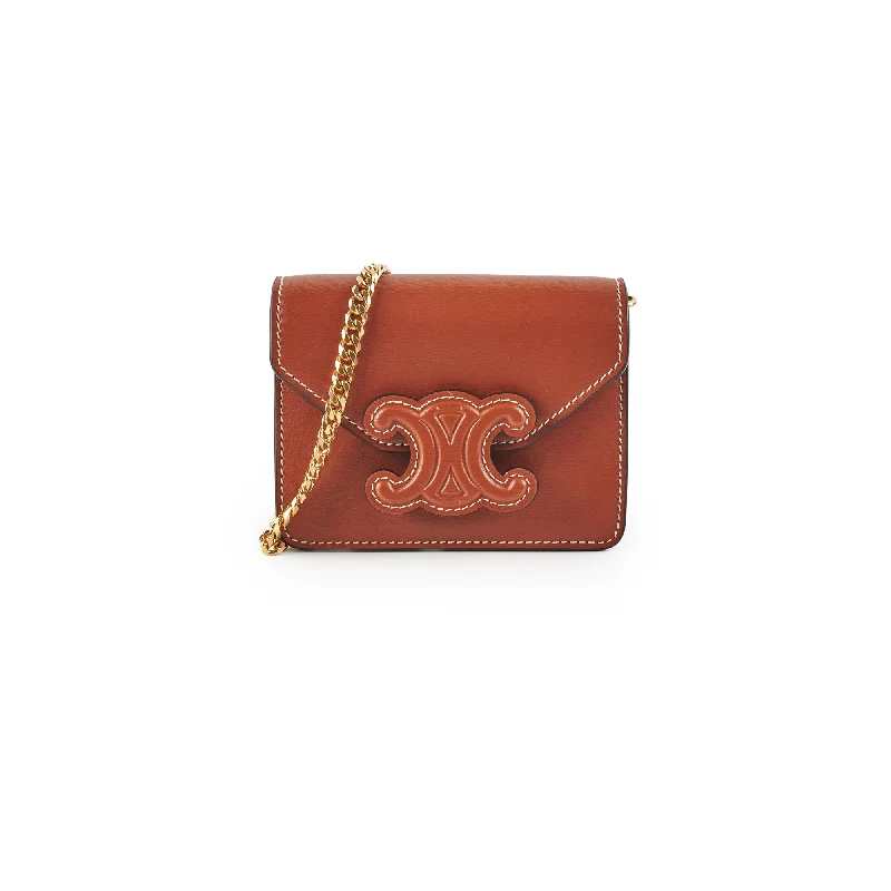 Celine Card Holder On Chain Brown