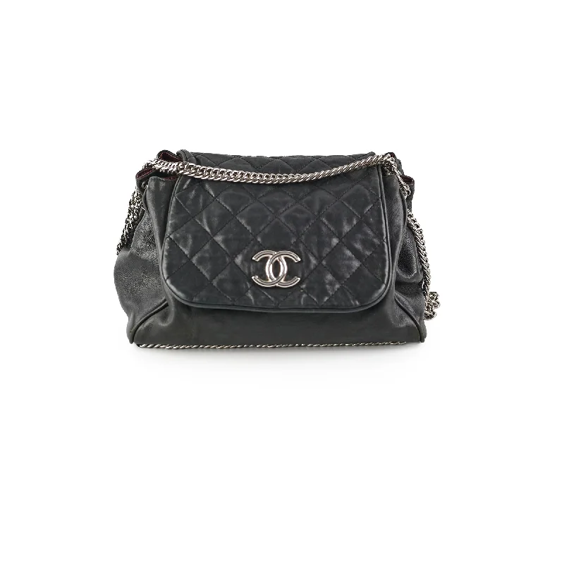 Chanel CC Lambskin Accordion Flap Black