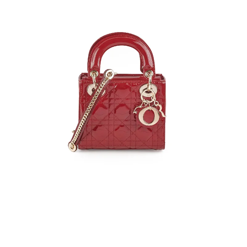 Christian Dior Lady Dior Mini Patent Red