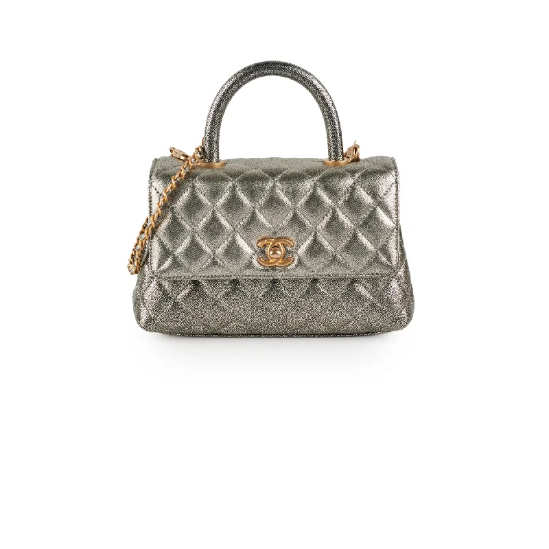 Chanel Small Coco Handle Metallic Silver